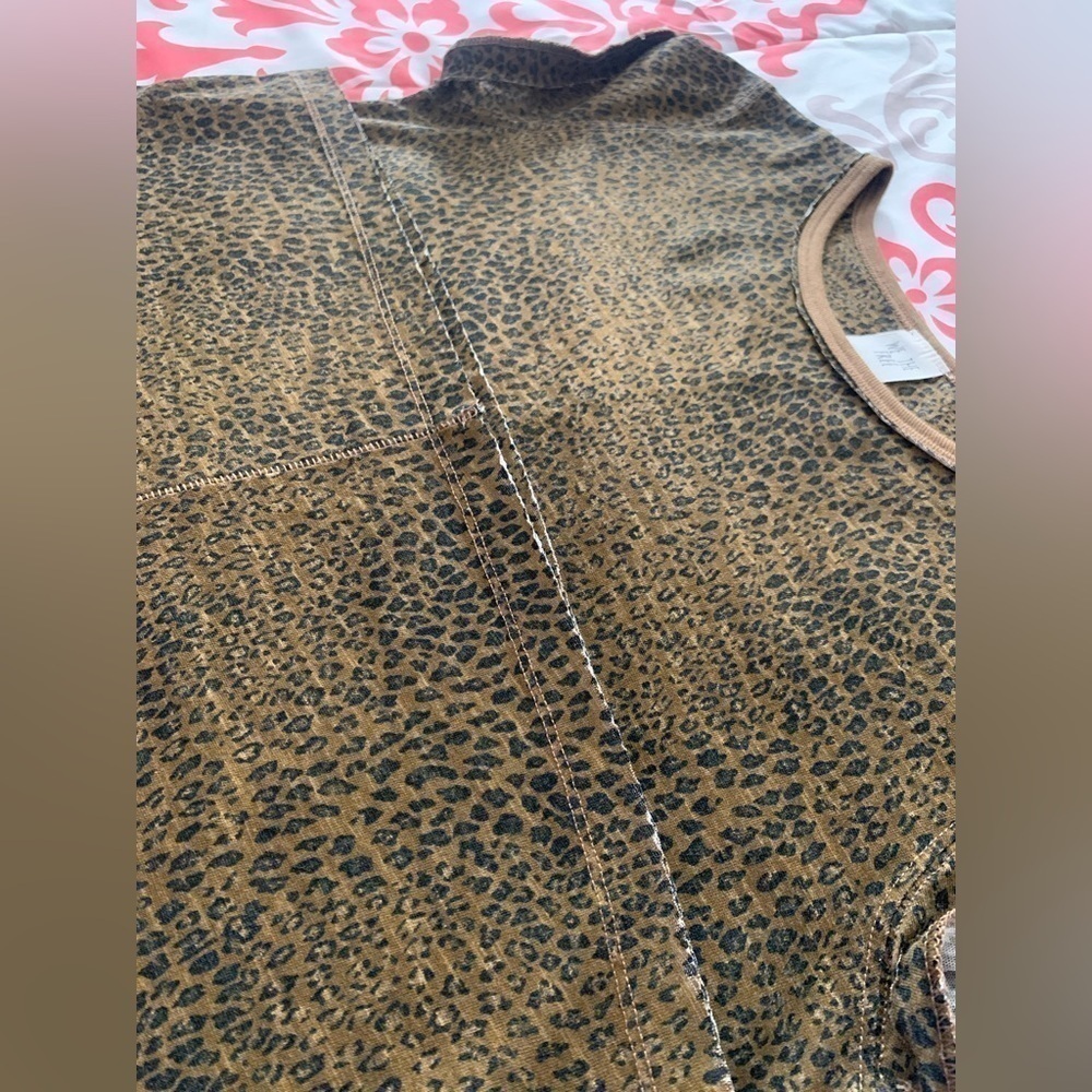 we The Free Printed Clare Tee Brown Leopard Small Free People - Picture 13 of 13